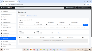 Registro de asistencia en PYMEXA