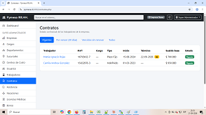 Listado de contratos en PYMEXA