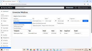 Registro de licencias médicas en PYMEXA