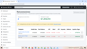 Liquidación de sueldo generada por PYMEXA